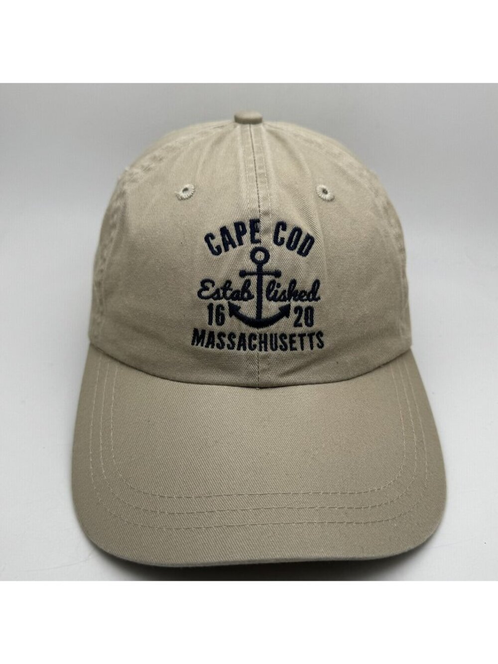 AHEAD Cape Cod Massachusetts Established 1620 Baseball Hat Cap Khaki